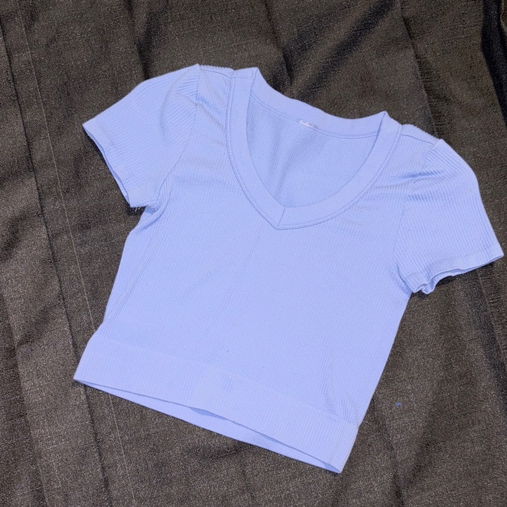 H&M Light Blue V-Neck Crop Top